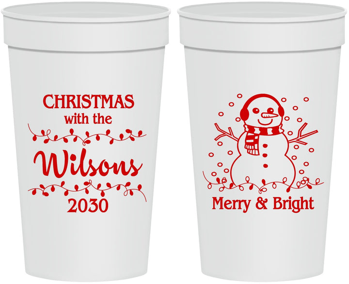 Personalized Christmas 32 oz Stadium Cups - Snowman | 280002