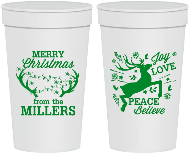 Personalized Christmas 32 oz Stadium Cups - Reindeer | 280003