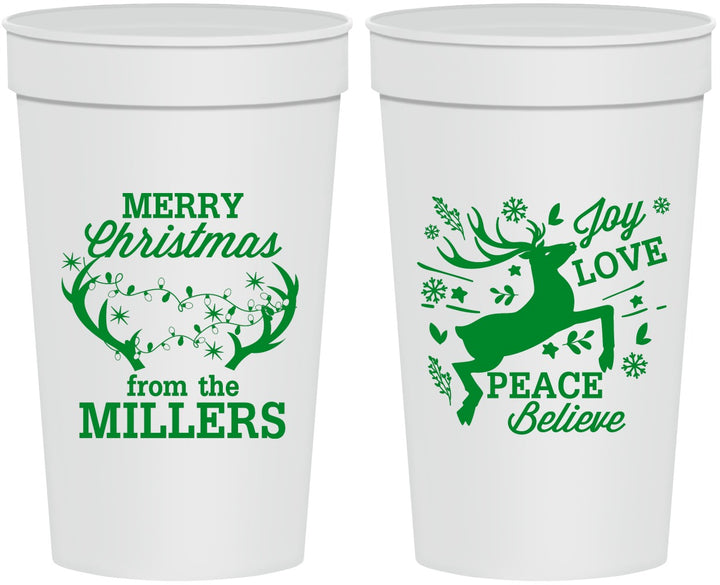 Personalized Christmas 32 oz Stadium Cups - Reindeer | 280003