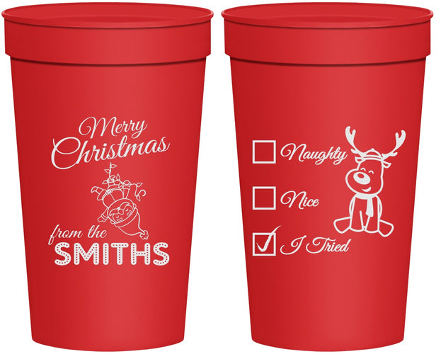 Personalized Christmas 32 oz Stadium Cups - Naughty Or Nice | 280004