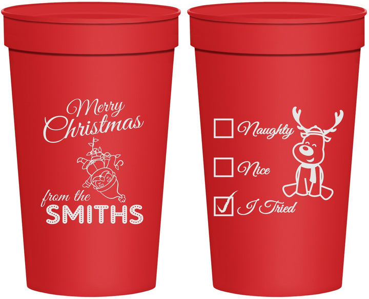 Personalized Christmas 32 oz Stadium Cups - Naughty Or Nice | 280004