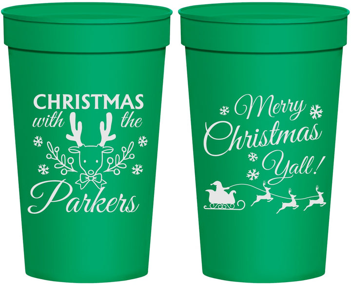 Personalized Christmas 32 oz Stadium Cups - Reindeer | 280005