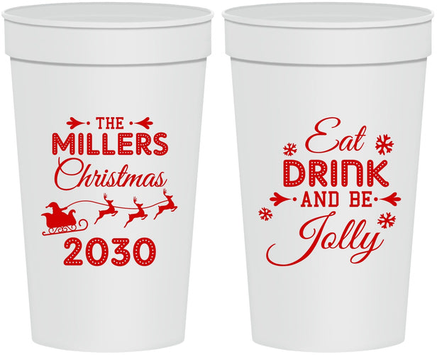 Personalized Christmas 32 oz Stadium Cups - Eat Drink And Be Jolly | 280010
