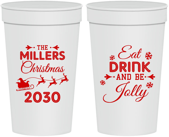 Personalized Christmas 32 oz Stadium Cups - Eat Drink And Be Jolly | 280010