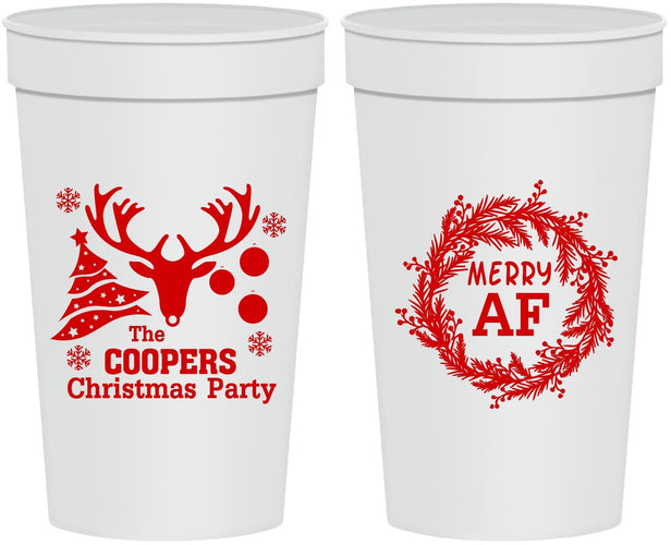 Personalized Christmas 32 oz Stadium Cups - Merry Af | 280014