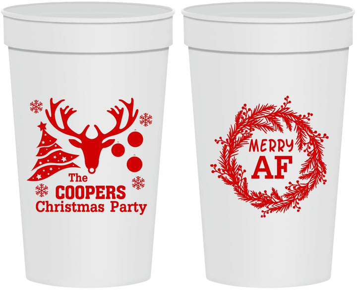 Personalized Christmas 32 oz Stadium Cups - Merry Af | 280014