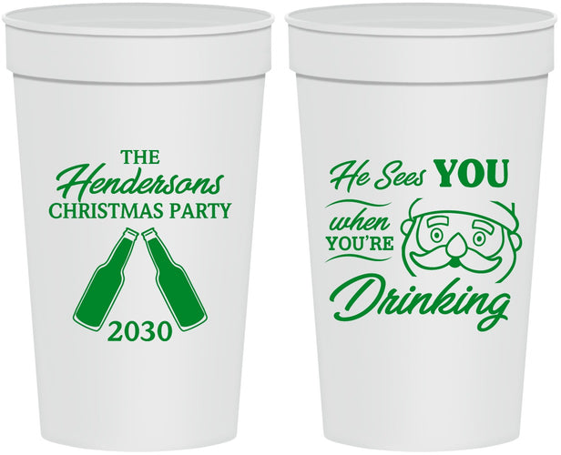 Personalized Christmas 32 oz Stadium Cups - Santa | 280015