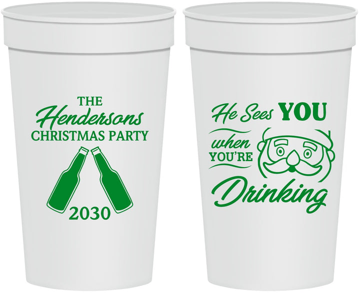 Personalized Christmas 32 oz Stadium Cups - Santa | 280015