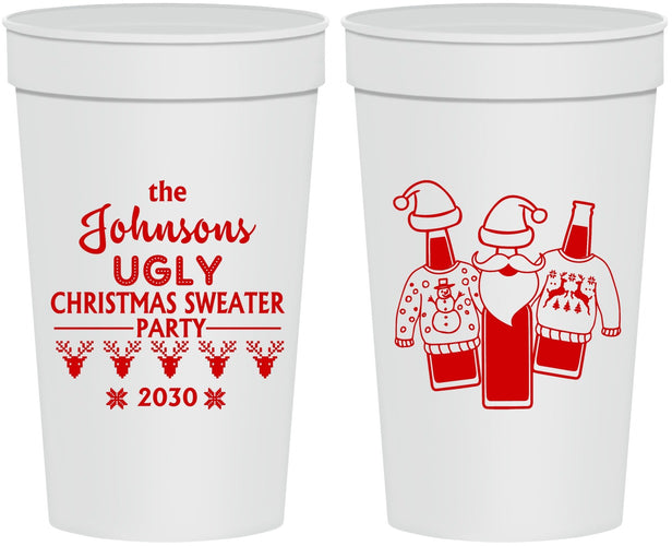 Personalized Christmas 32 oz Stadium Cups - Ugly Sweater | 280022