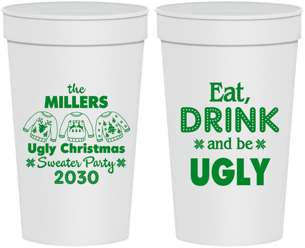 Personalized Christmas 32 oz Stadium Cups - Ugly Sweater | 280023