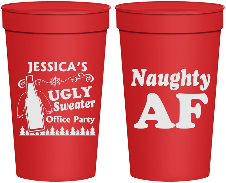 Personalized Christmas 32 oz Stadium Cups - Eat Drink Be Ugly | 280024