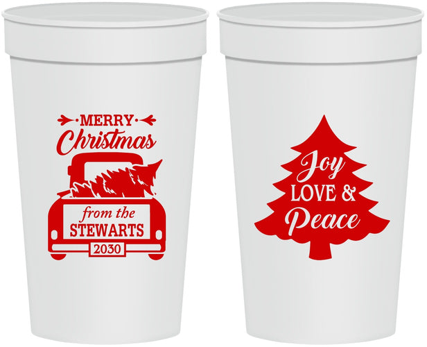 Personalized Christmas 32 oz Stadium Cups - Christmas Tree | 280026