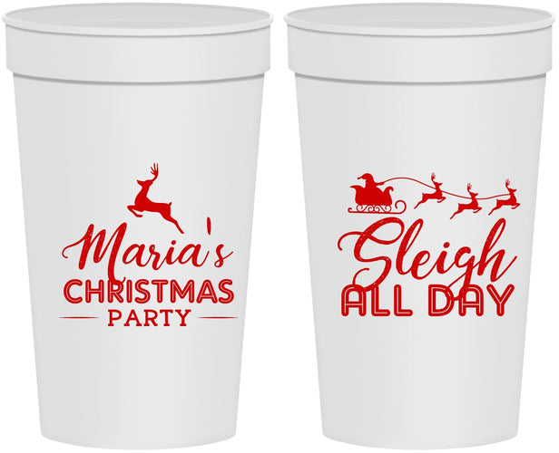 Personalized Christmas 32 oz Stadium Cups - Sleigh All Day | 280030