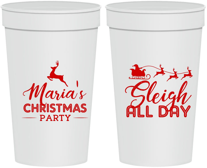 Personalized Christmas 32 oz Stadium Cups - Sleigh All Day | 280030