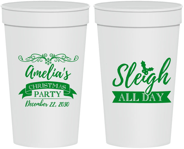 Personalized Christmas 32 oz Stadium Cups - Sleigh All Day | 280031