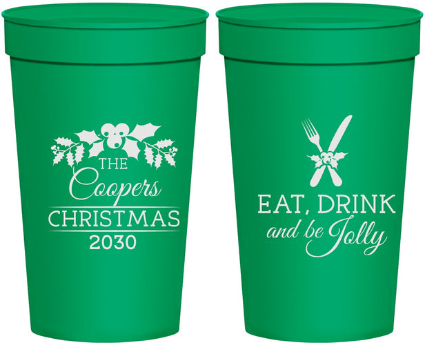 Personalized Christmas 32 oz Stadium Cups - Eat Drink And Be Jolly | 280033