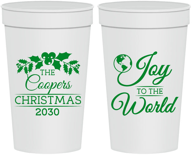 Personalized Christmas 32 oz Stadium Cups - Joy To The World | 280035