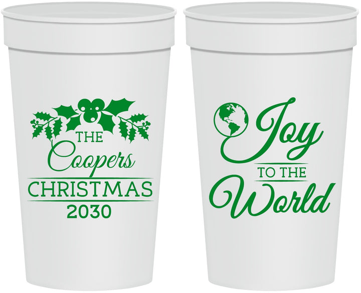 Personalized Christmas 32 oz Stadium Cups - Joy To The World | 280035
