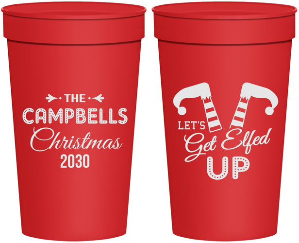 Personalized Christmas 32 oz Stadium Cups - Lets Get Elfed Up | 280036