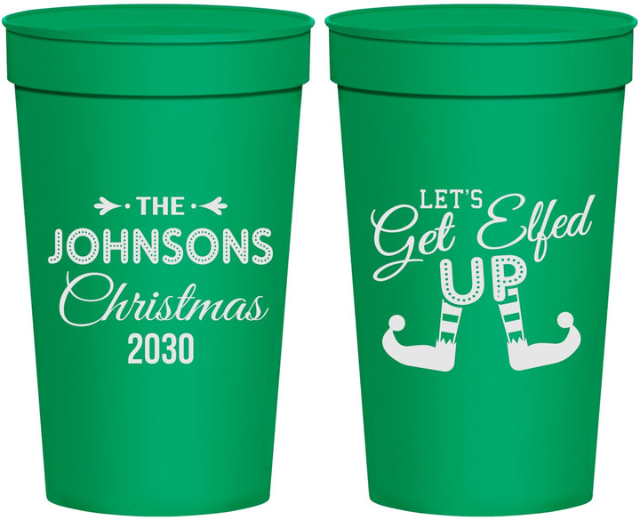 Personalized Christmas 32 oz Stadium Cups - Lets Get Elfed Up | 280037