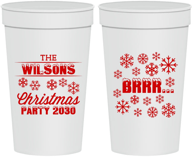 Personalized Christmas 32 oz Stadium Cups - Snowflakes | 280042