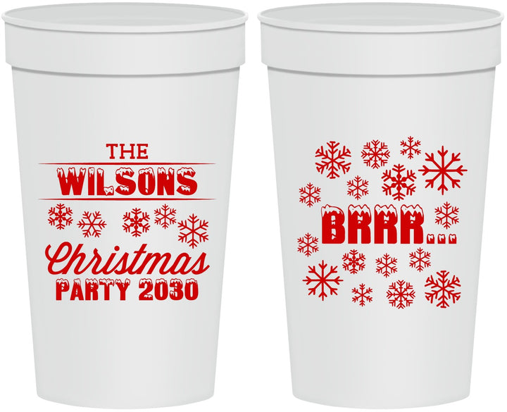 Personalized Christmas 32 oz Stadium Cups - Snowflakes | 280042
