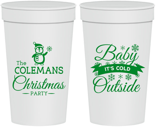 Personalized Christmas 32 oz Stadium Cups - Cold Outside | 280043