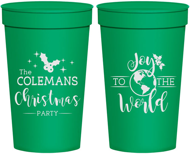 Personalized Christmas 32 oz Stadium Cups - Joy To The World | 280045