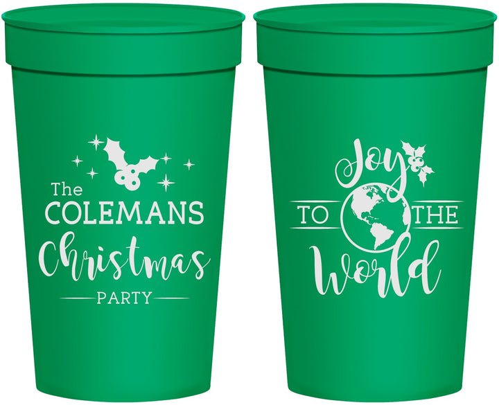 Personalized Christmas 32 oz Stadium Cups - Joy To The World | 280045