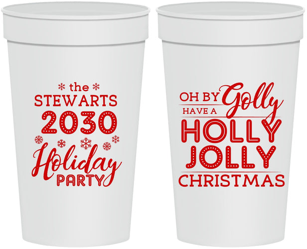 Personalized Christmas 32 oz Stadium Cups - Holly Jolly | 280046