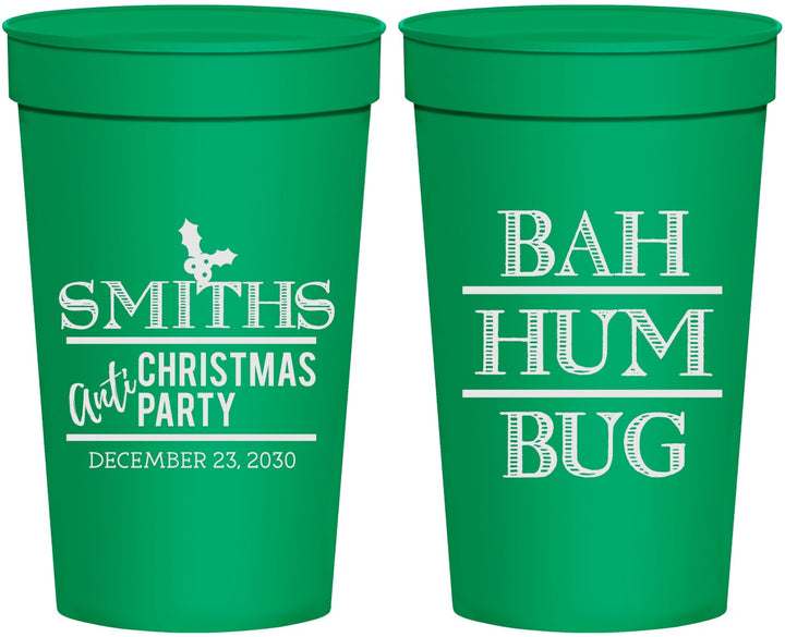 Personalized Christmas 32 oz Stadium Cups - Bah Hum Bug | 280057