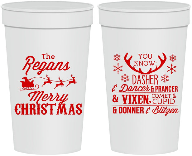 Personalized Christmas 32 oz Stadium Cups - Reindeer | 280062