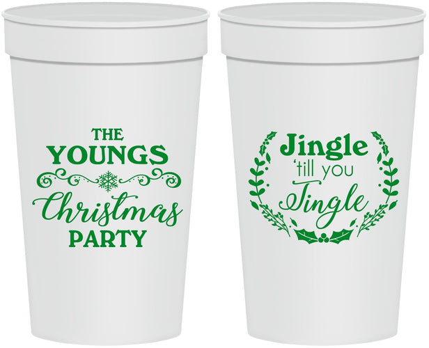 Personalized Christmas 32 oz Stadium Cups - Jingle Til You Jingle | 280063