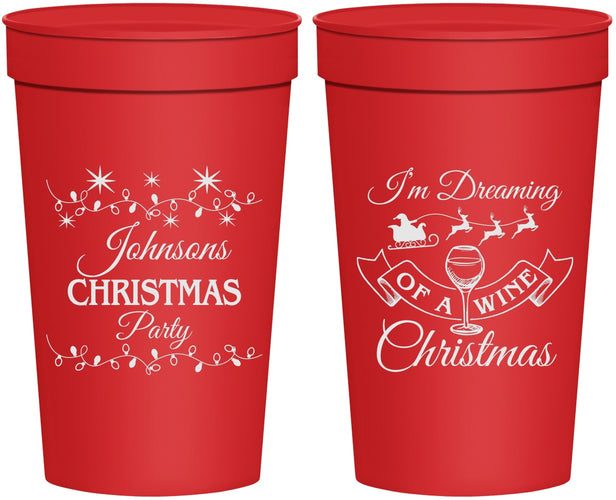 Personalized Christmas 32 oz Stadium Cups - Wine | 280068
