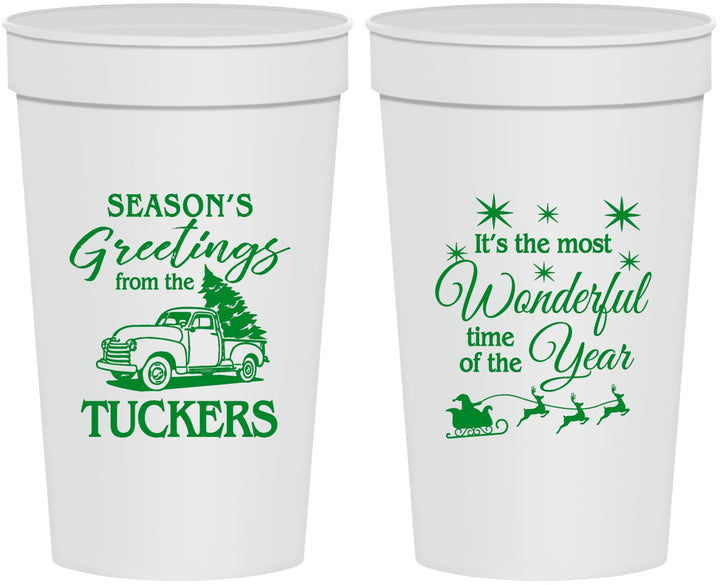 Personalized Christmas 32 oz Stadium Cups - Season Greetings | 280071