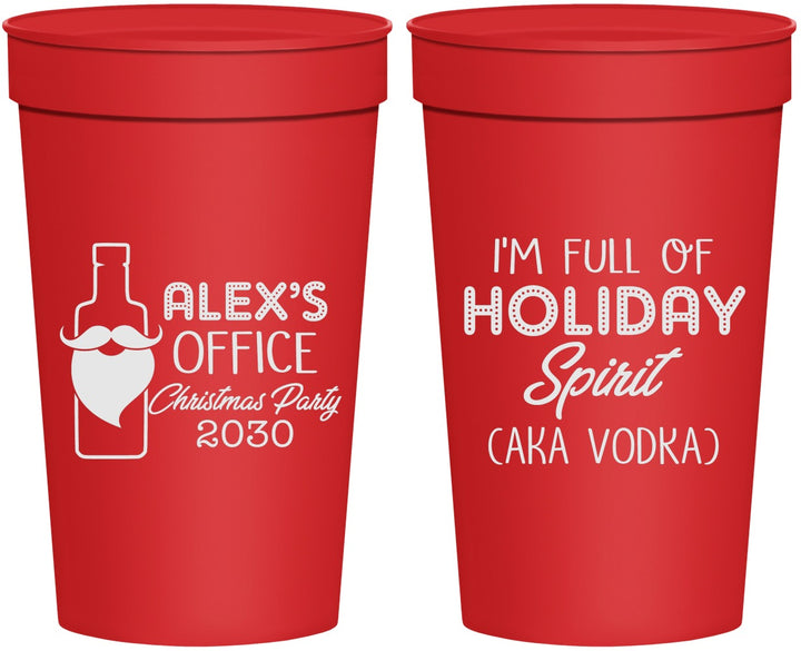 Personalized Christmas 32 oz Stadium Cups - Holiday Spirit | 280072