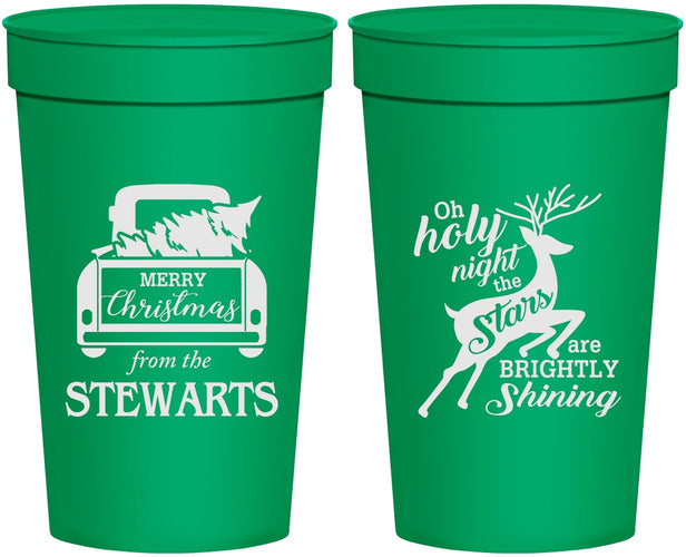 Personalized Christmas 32 oz Stadium Cups - Tree | 280073