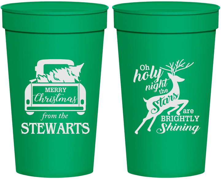 Personalized Christmas 32 oz Stadium Cups - Tree | 280073