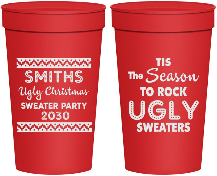 Personalized Christmas 32 oz Stadium Cups - Ugly Sweater | 280080