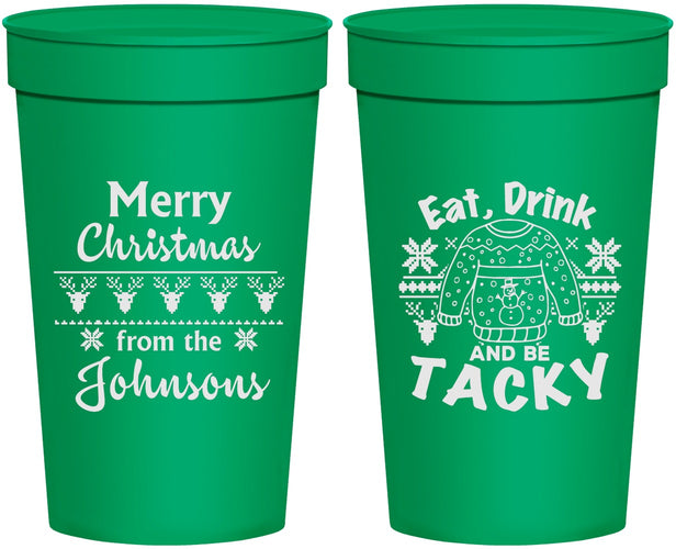 Personalized Christmas 32 oz Stadium Cups - Eat Drink Tacky | 280081