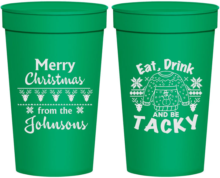 Personalized Christmas 32 oz Stadium Cups - Eat Drink Tacky | 280081