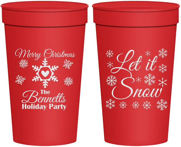 Personalized Christmas 32 oz Stadium Cups - Let Is Snow | 280088