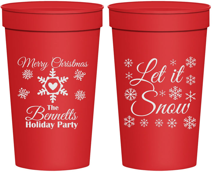 Personalized Christmas 32 oz Stadium Cups - Let Is Snow | 280088