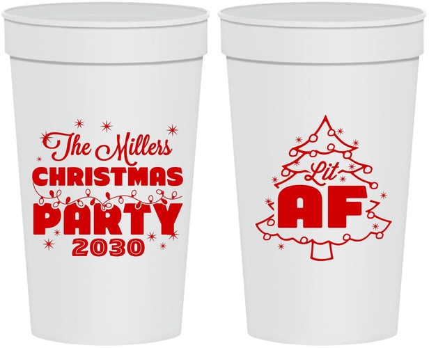 Personalized Christmas 32 oz Stadium Cups - Lit Af | 280090