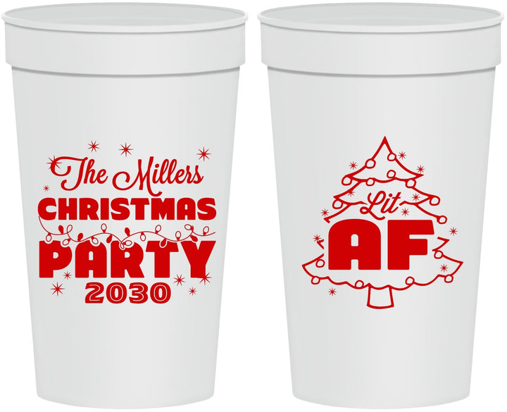 Personalized Christmas 32 oz Stadium Cups - Lit Af | 280090
