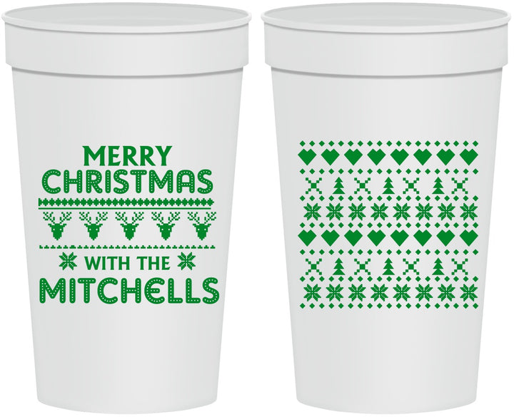 Personalized Christmas 32 oz Stadium Cups - Ugly Sweater | 280091