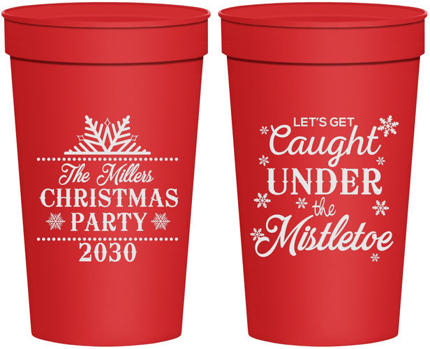 Personalized Christmas 32 oz Stadium Cups - Mistletoe | 280092