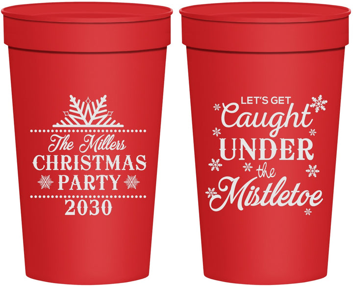Personalized Christmas 32 oz Stadium Cups - Mistletoe | 280092
