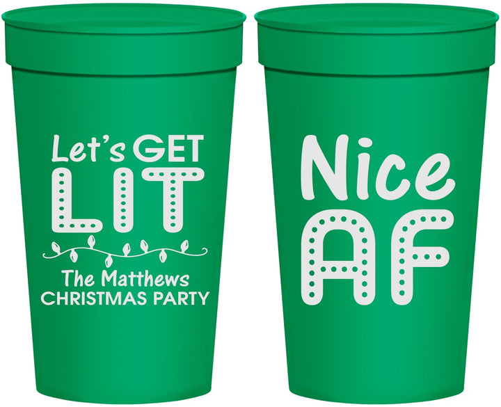 Personalized Christmas 32 oz Stadium Cups - Nice Af | 280093