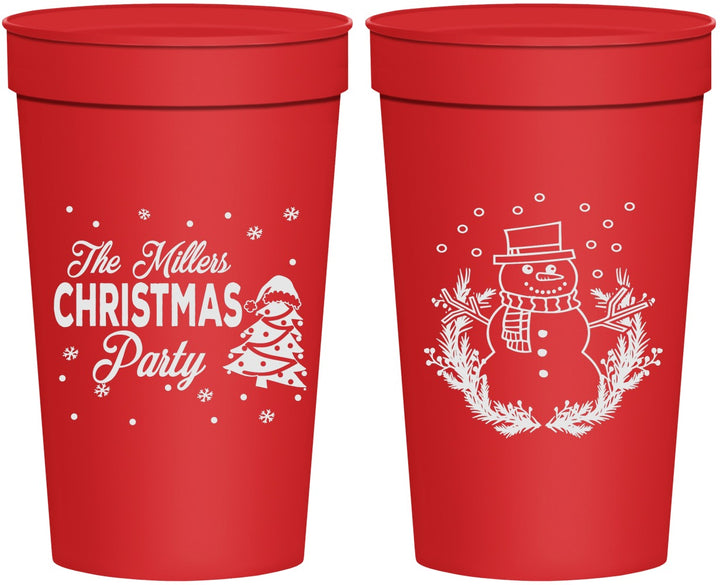 Personalized Christmas 32 oz Stadium Cups - Snowman | 280096